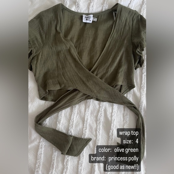 Princess Polly Tops - Olive green wrap top